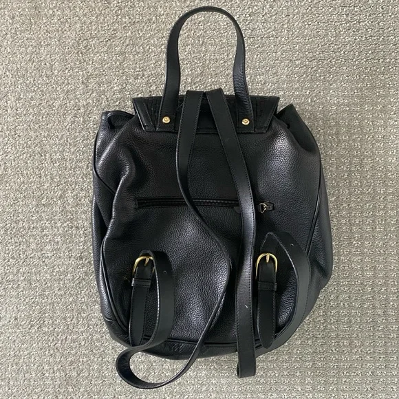Bally vintage backpack black woven leather gold hardware